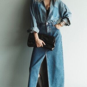 PILCRO The Madi Front-Slit Denim Skirt Size 12 NWT